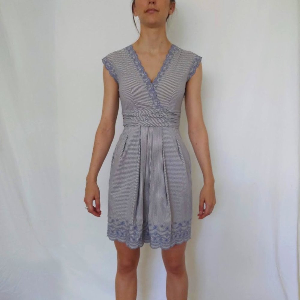 Sz 2 [S] | BCBGMaxazria | Eyelet Faux Wrap Dress